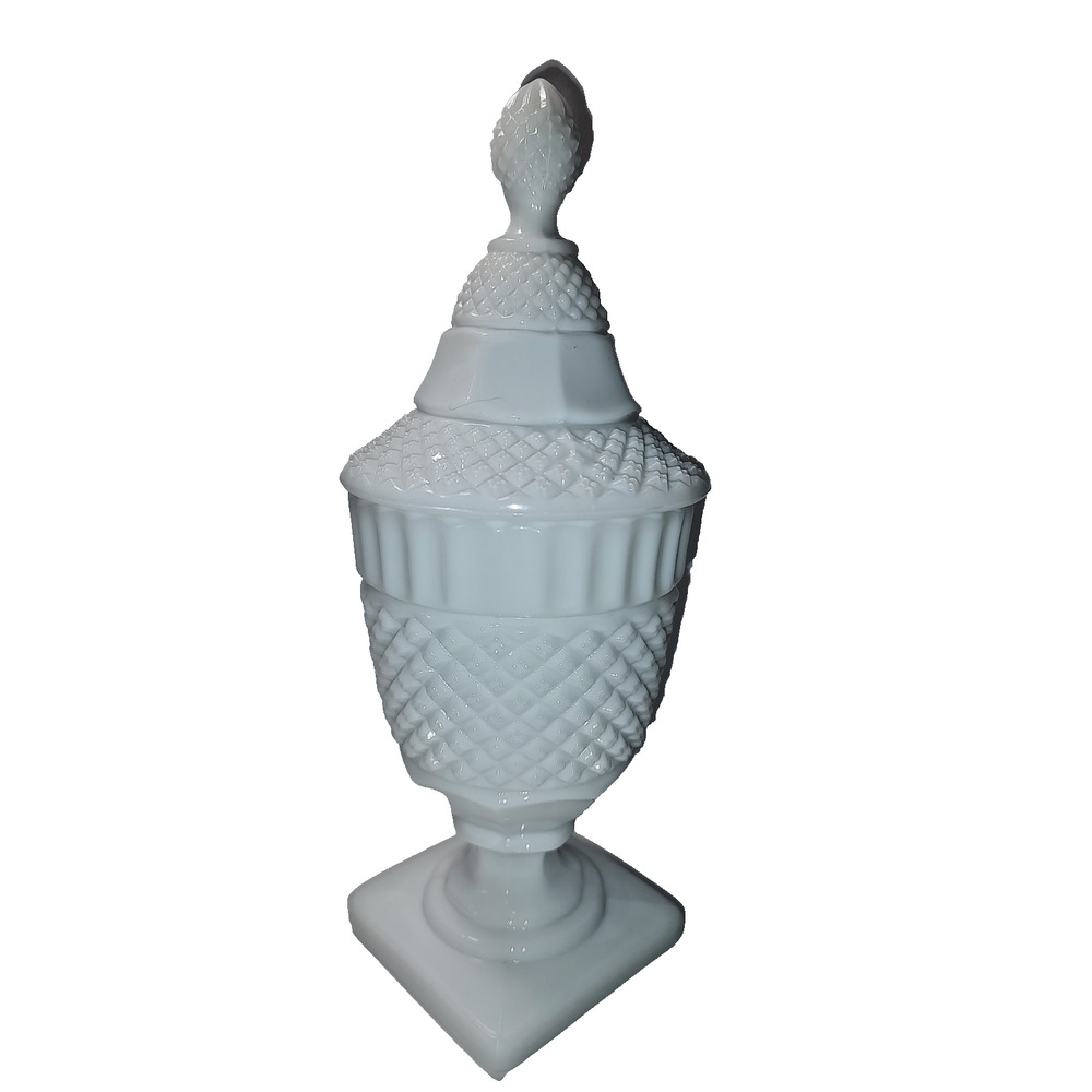 Westmoreland English Hobnail White Milk Glass Candy Container / Lid Pedestal
